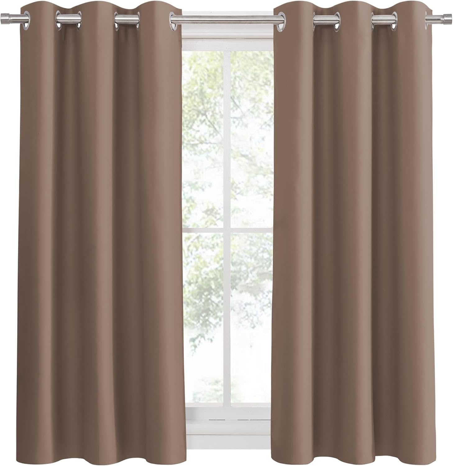 PONY DANCE Blackout Curtains Mocha - Thermal Insulated All Seasons Grommet Top Curtain Drapes