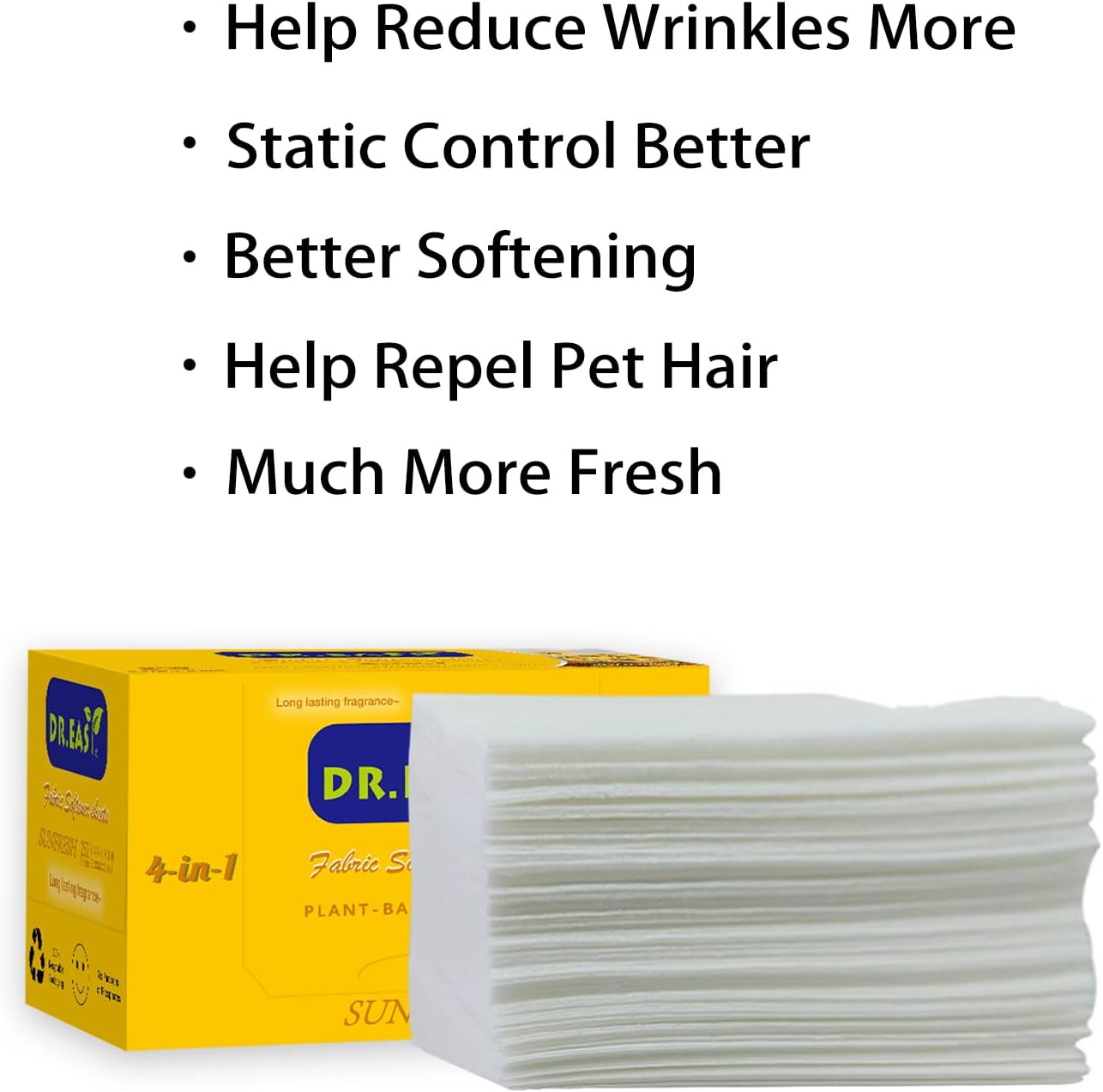 DR.EASY Dryer Sheets Plant Based Formula 252 Ct Fabric Softener sheets for Laundry Sunfresh