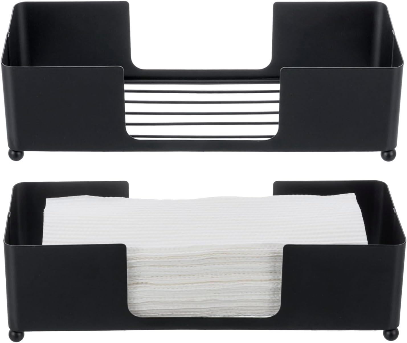 MyGift Modern Matte Black Metal Tabletop Paper Hand Towel Holder, Commercial Countertop Tissue