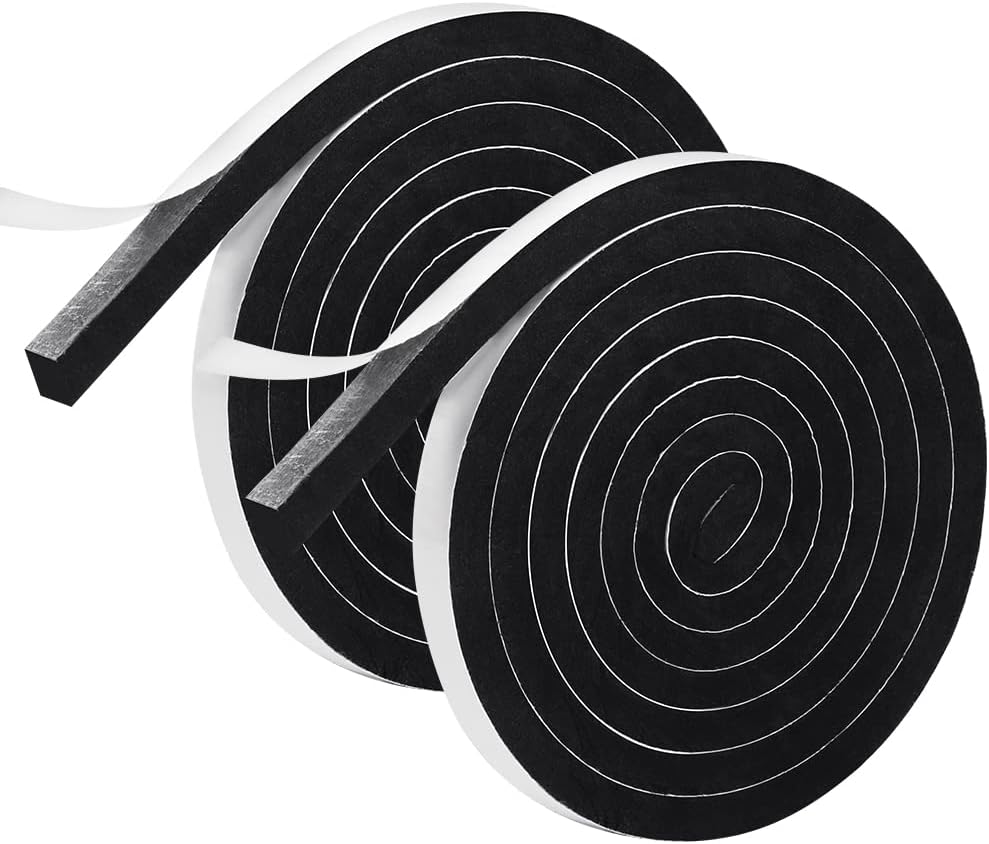 Weather Stripping Door Seal, 1/2 Inch Wide X 3/8 Inch High Density Foam Tape Weather Strip for Door