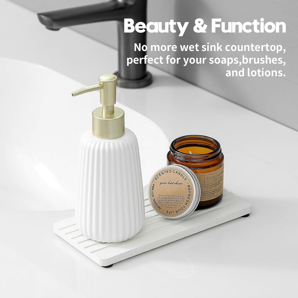 2PCS Diatomite Quick Stone Drying Tray Mat for Bathroom & Kitchen Counter, Instant Dry Water
