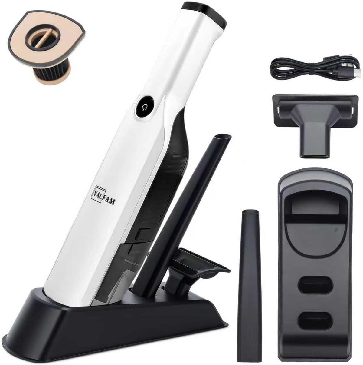 Handheld Vacuum Cordless,15KPA High Power Suction,USB Quick Charge,Car Vacuum Cleaner with Storage
