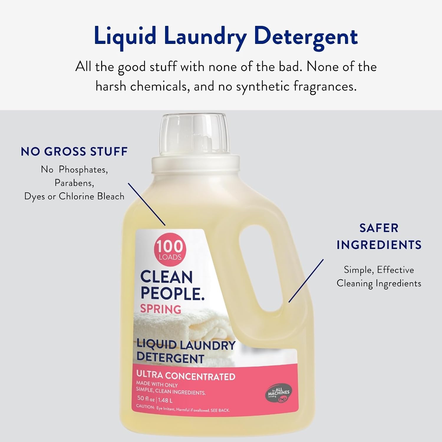 The Clean People Liquid Laundry Detergent - Recyclable Packaging, Stain Fighting - Ultra