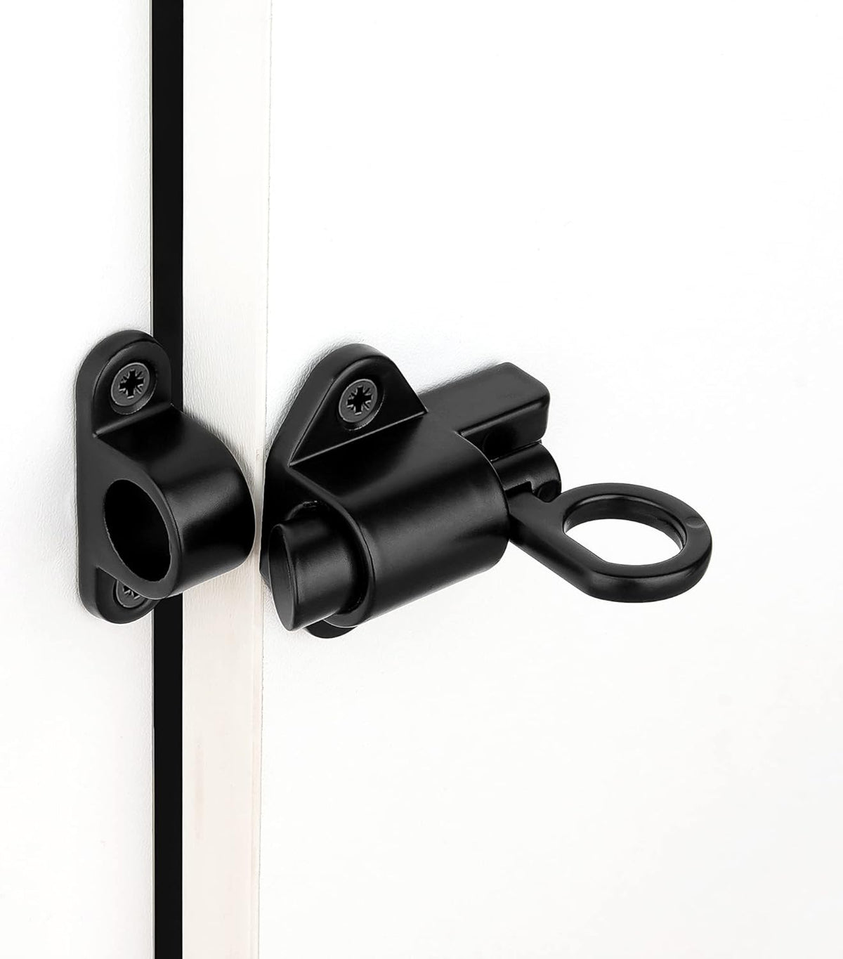 2 Packs Self-Closing Latches，Black Spring Door Lock，Resilient Bolt Latch Aluminum Alloy Safety