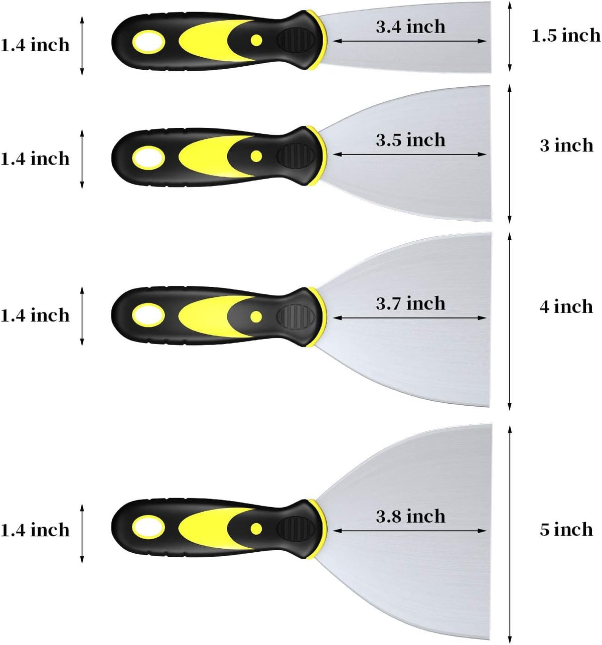 DEKEones Putty Knife Scrapers, Spackle Knife, Metal Scraper Tool for Drywall Finishing, Plaster