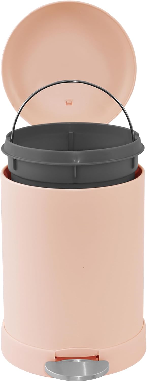 Glad Small Trash Can, 1.2 Gallon | Round Stainless Steel Garbage Bin with Soft Close Lid & Step