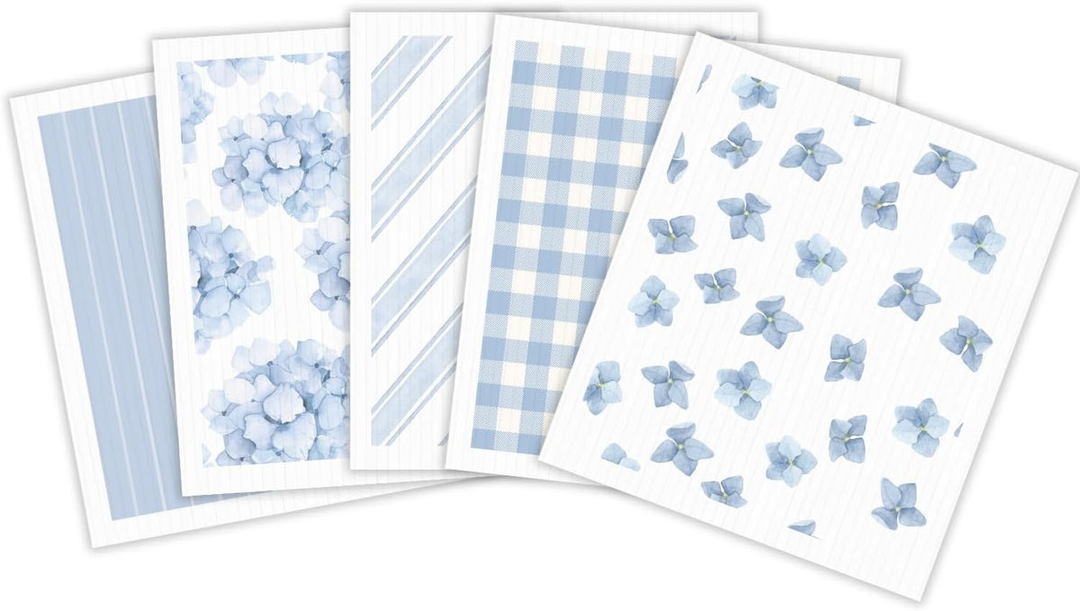 HALL & PERRY Swedish Dishcloths for Kitchen, 5-Pack, Reusable Cellulose Sponge Cloths for Kitchen &