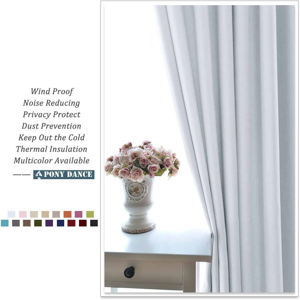 PONY DANCE Greyish White Small Window Curtain Panels Room Darkening Curtain Tiers for Nursery with