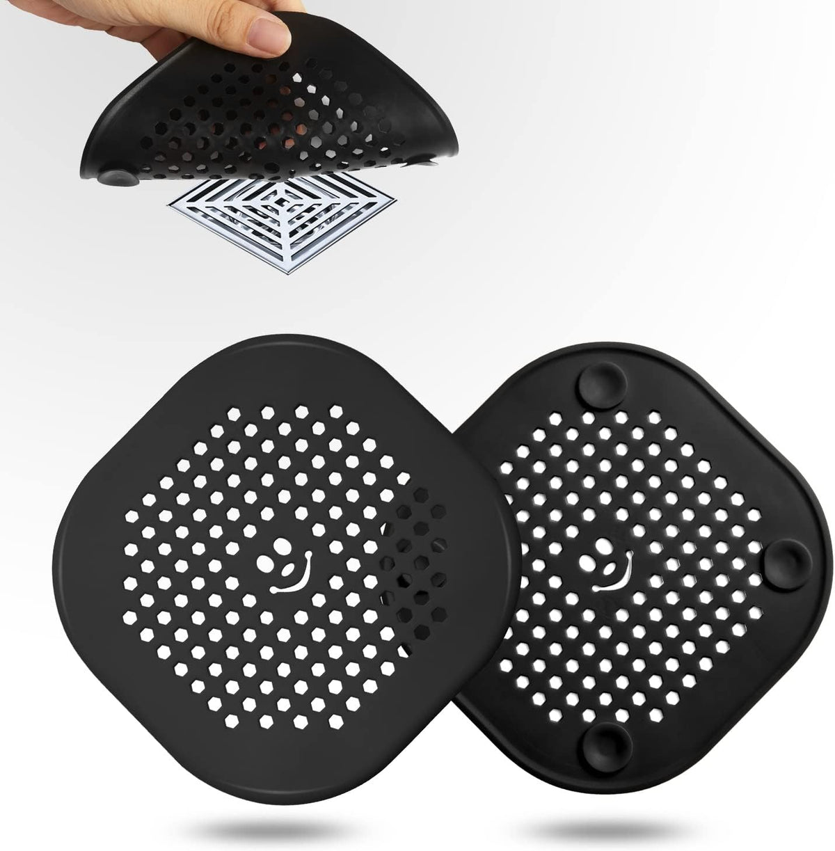 2 Pack Shower Drain Hair Catcher Silicone Drain Protector Hair Stopper with Suction Cup for Shower
