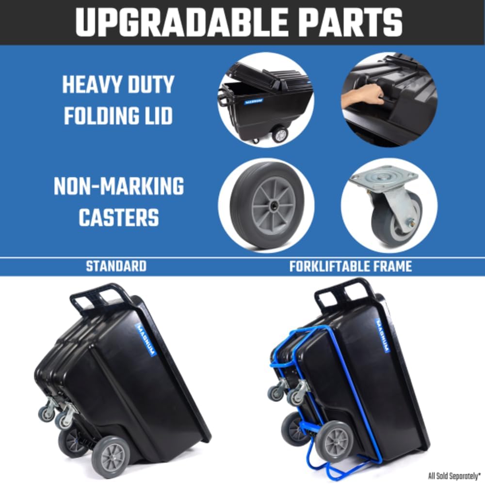 Tilt Truck, 1/2 Cu. Yd. Capacity Dump Cart with Non-Marking 12” Wheels & 5” Casters & Forklift-able