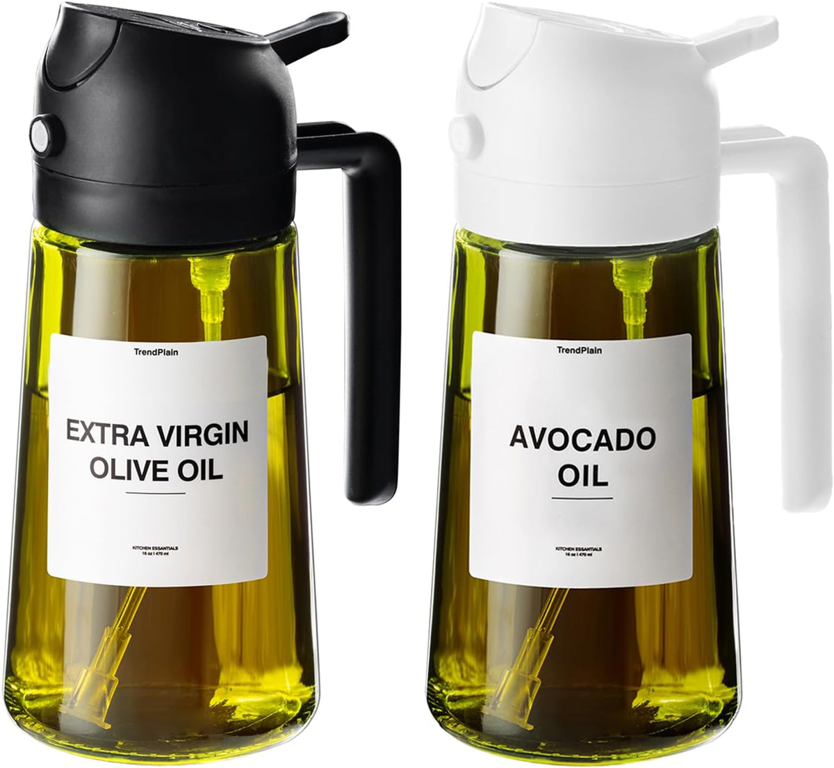 TrendPlain - Original 16oz/470ml Olive Oil Dispenser Bottle for Kitchen Gadgets and Air Fryer