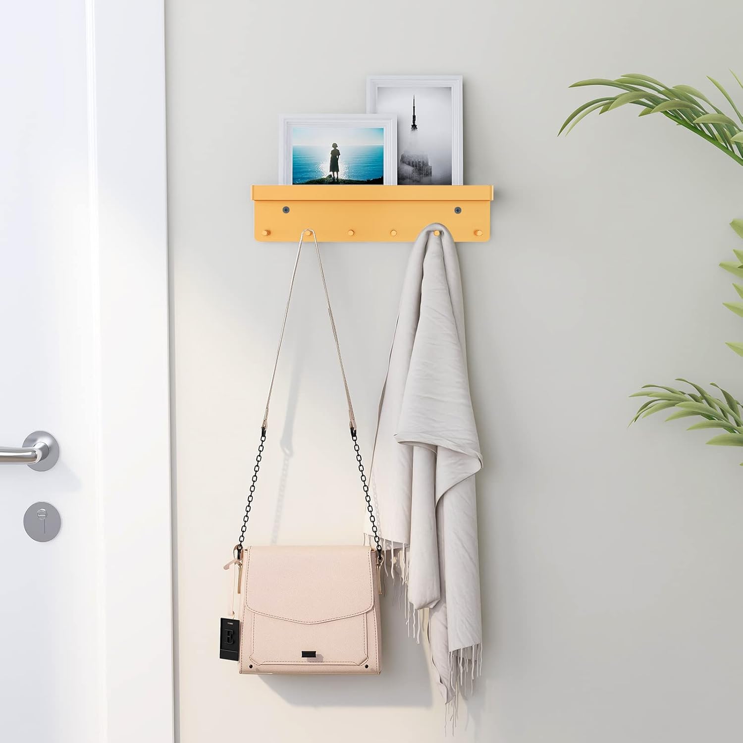 MKO Key Holder for Wall, Mail Organizer and Key Rack with Tray for Hallway, 6 Key Hooks Wall Mount