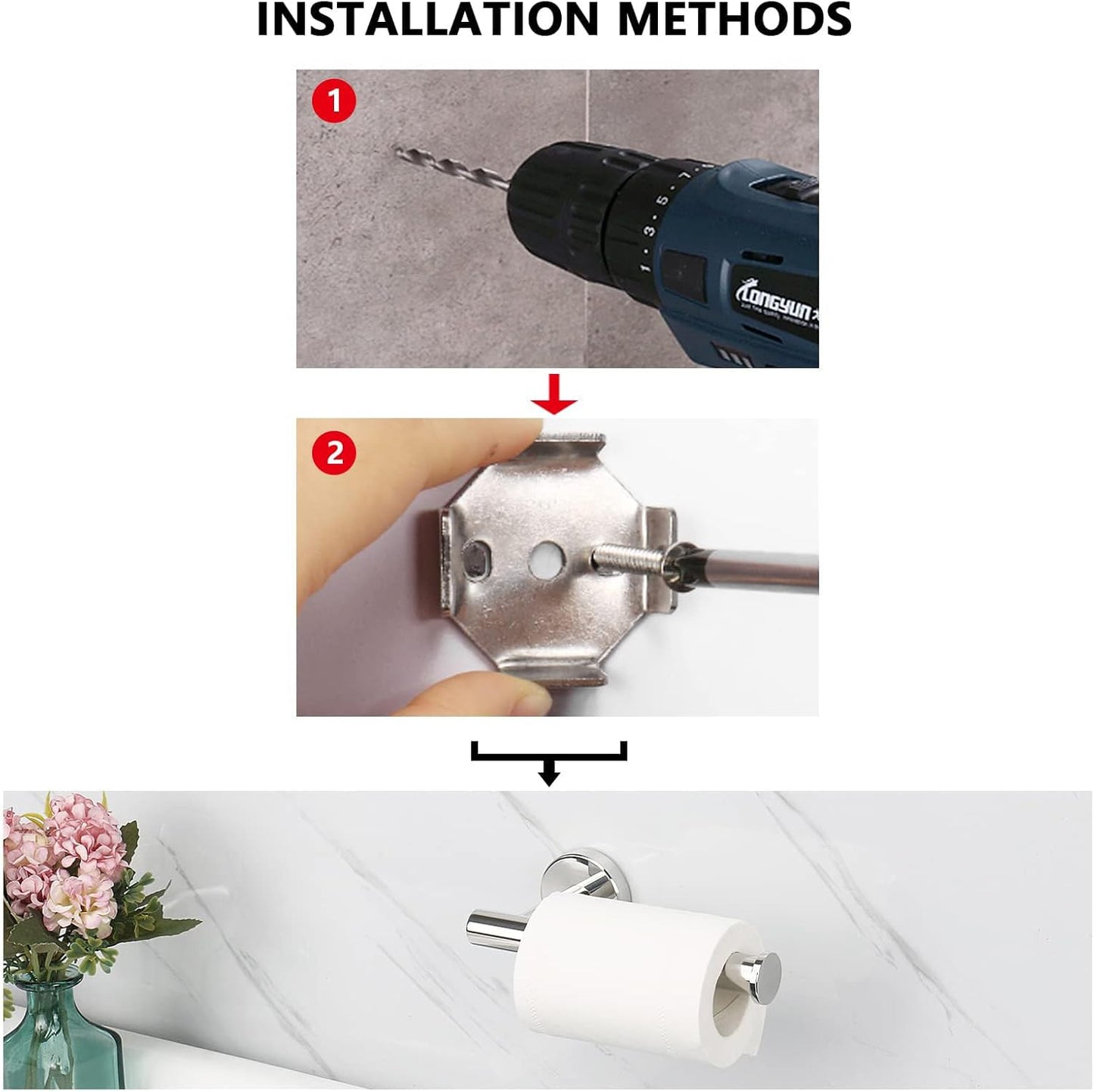 NearMoon Bathroom Toilet Paper Holder, Premium SUS304 Stainless Steel Rustproof Wall Mounted Toilet