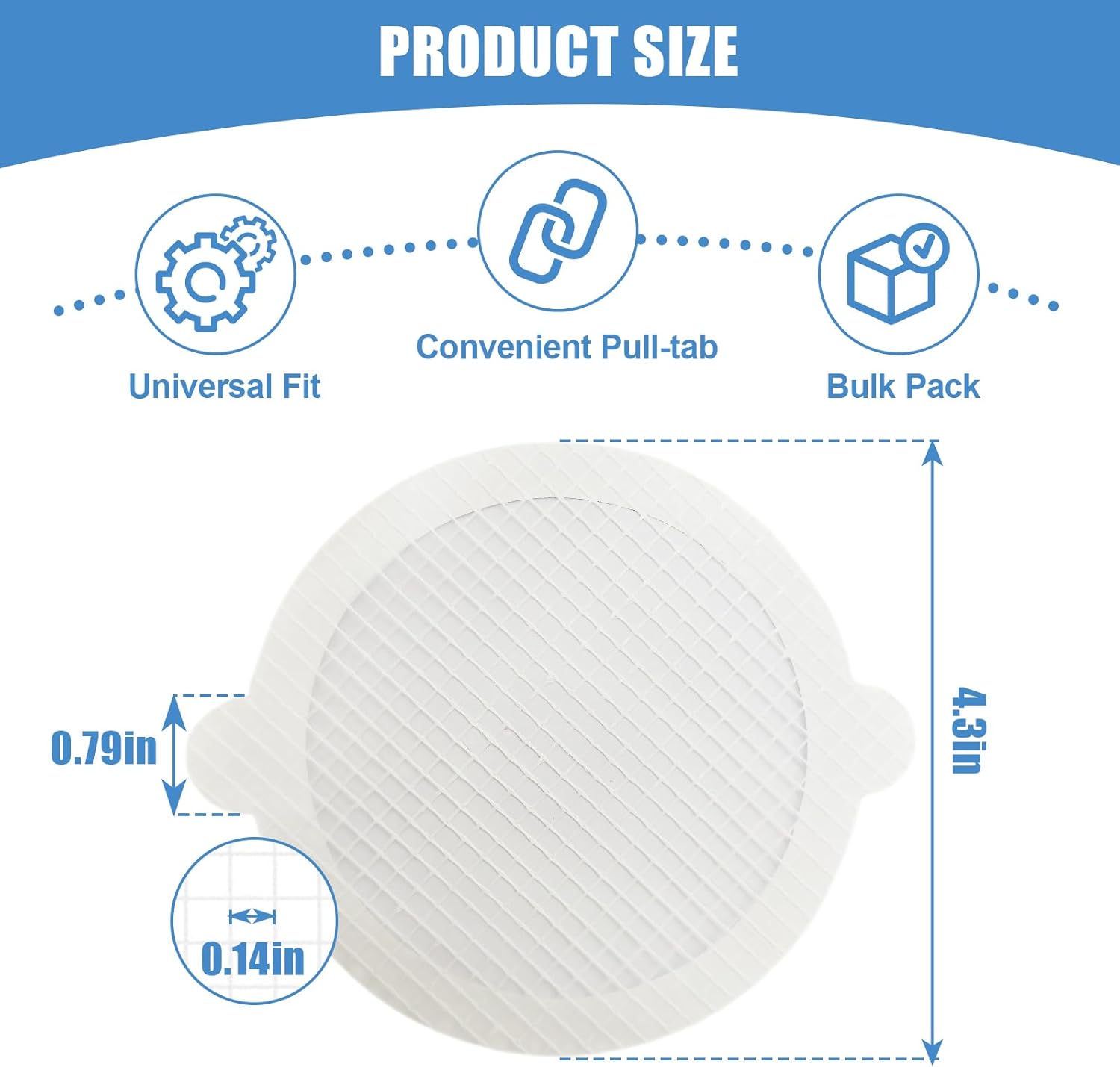 30 Pack Disposable Shower Drain Hair Catcher Hair Trap Drain Covers 4.3” Extra-Wide Mesh Hair