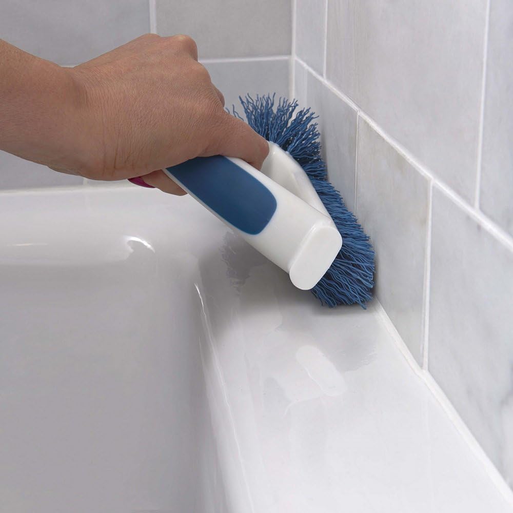 Unger 2-in-1 Grout and Corner Scrubber Brush Tool, Crevice Bathroom Cleaning Supplies for Showers