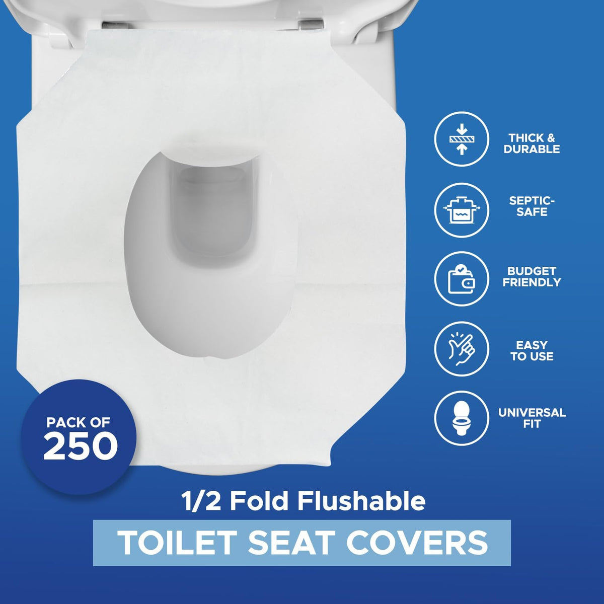 MED PRIDE Eco-Friendly Bathroom Protector Sheets - Septic Safe-Disposable Toilet Seat Covers [Pack