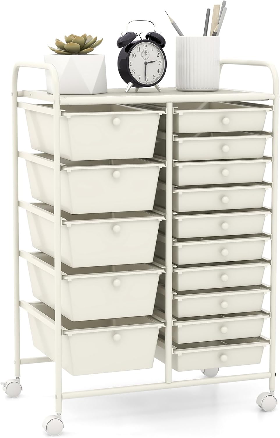 GOFLAME 15-Drawer Rolling Storage Cart, Multipurpose Movable Organizer Cart, Utility Cart for Home