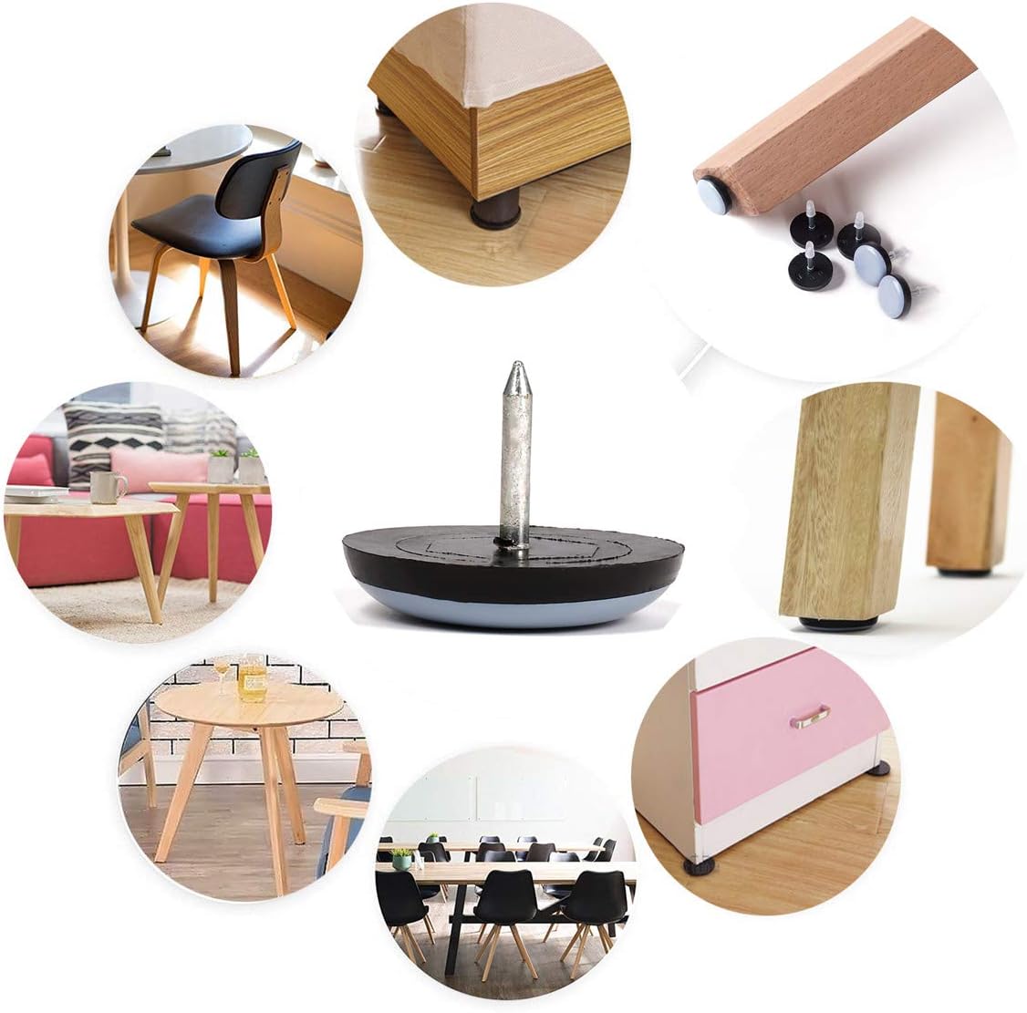 1" Nail on Furniture Sliders (24 Pack) - Furnigear Heavy Duty PTFE (Teflon) Chair Sliders Glides