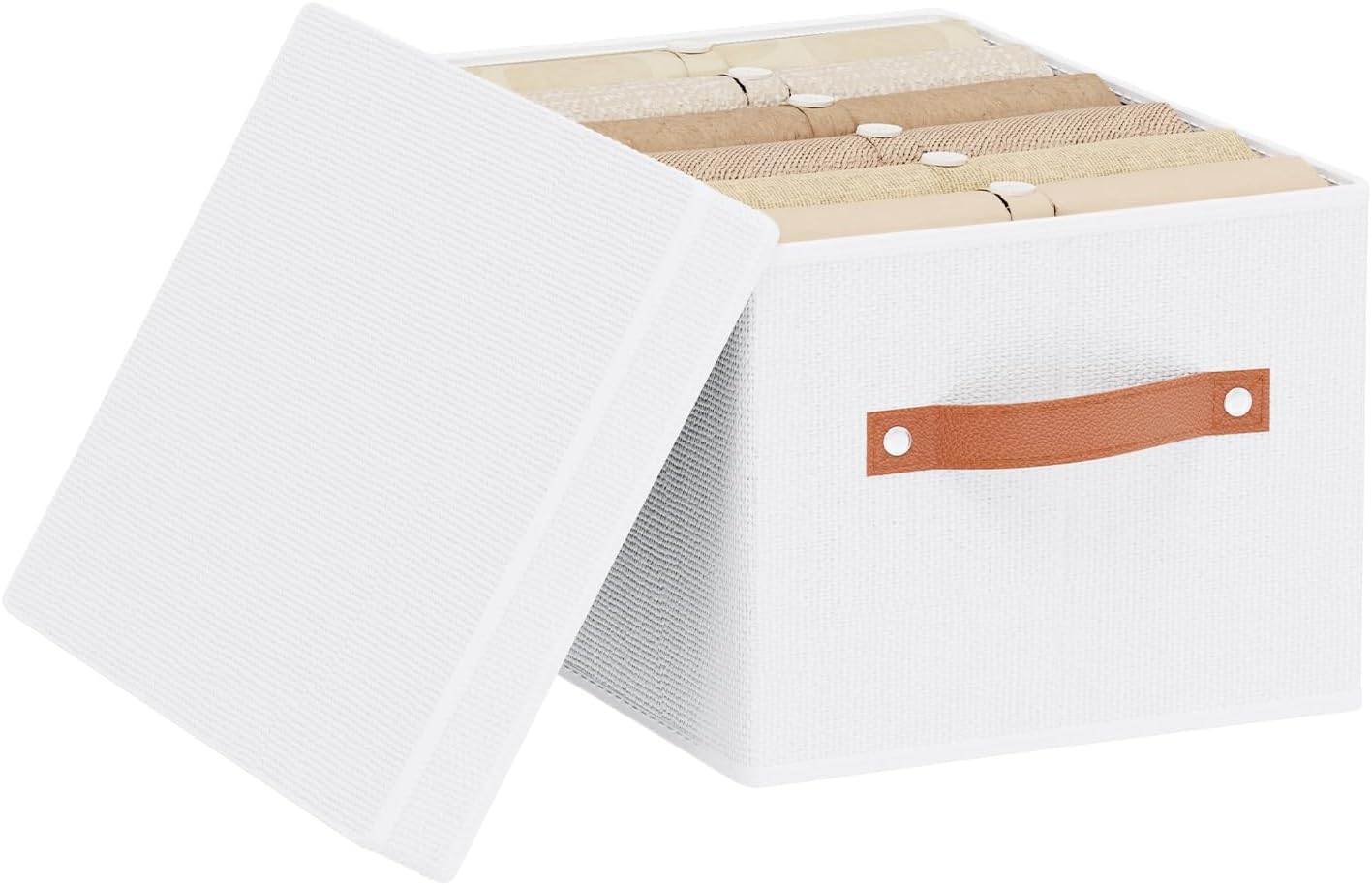 Fabric Storage Bins, 7.1 x 9.1 x 13 Inch Clothes Boxes for Shelves with Lids, Baskets for