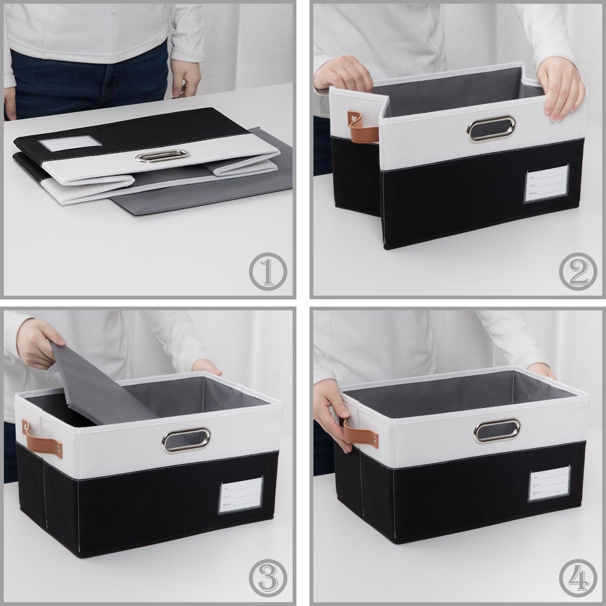 PRANDOM Foldable Storage Bins with Handles [3-Pack] Fabric Collapsible Storage Boxes Baskets Cubes