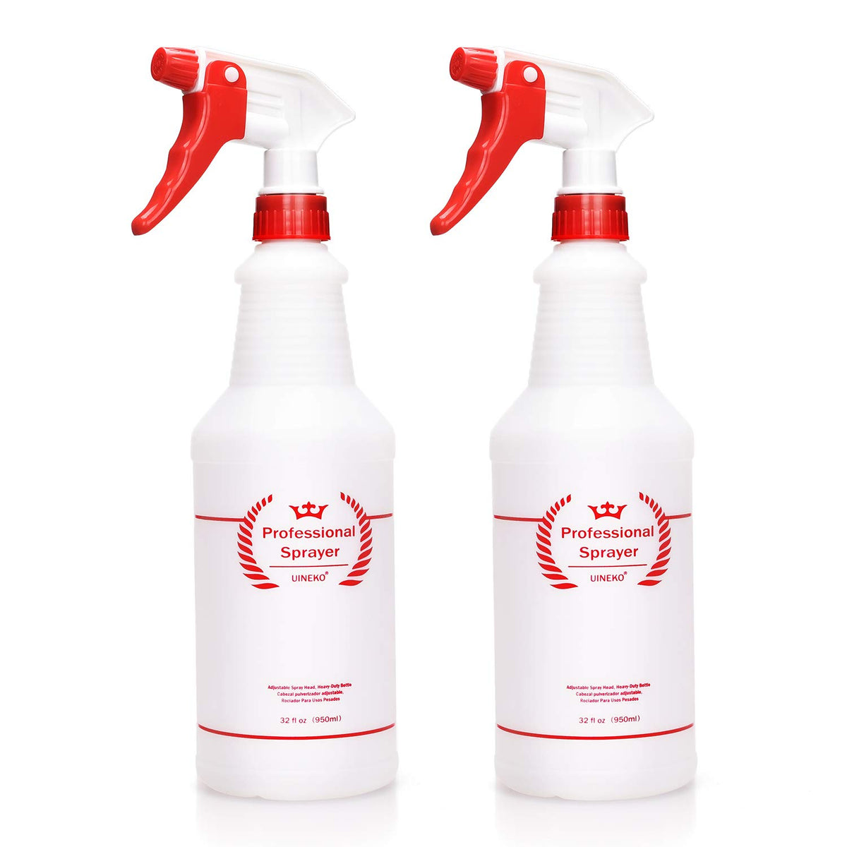 Plastic Spray Bottle 2 Pack, 32 Oz, All-Purpose Heavy Duty Spraying Bottles Leak Proof Mist Empty