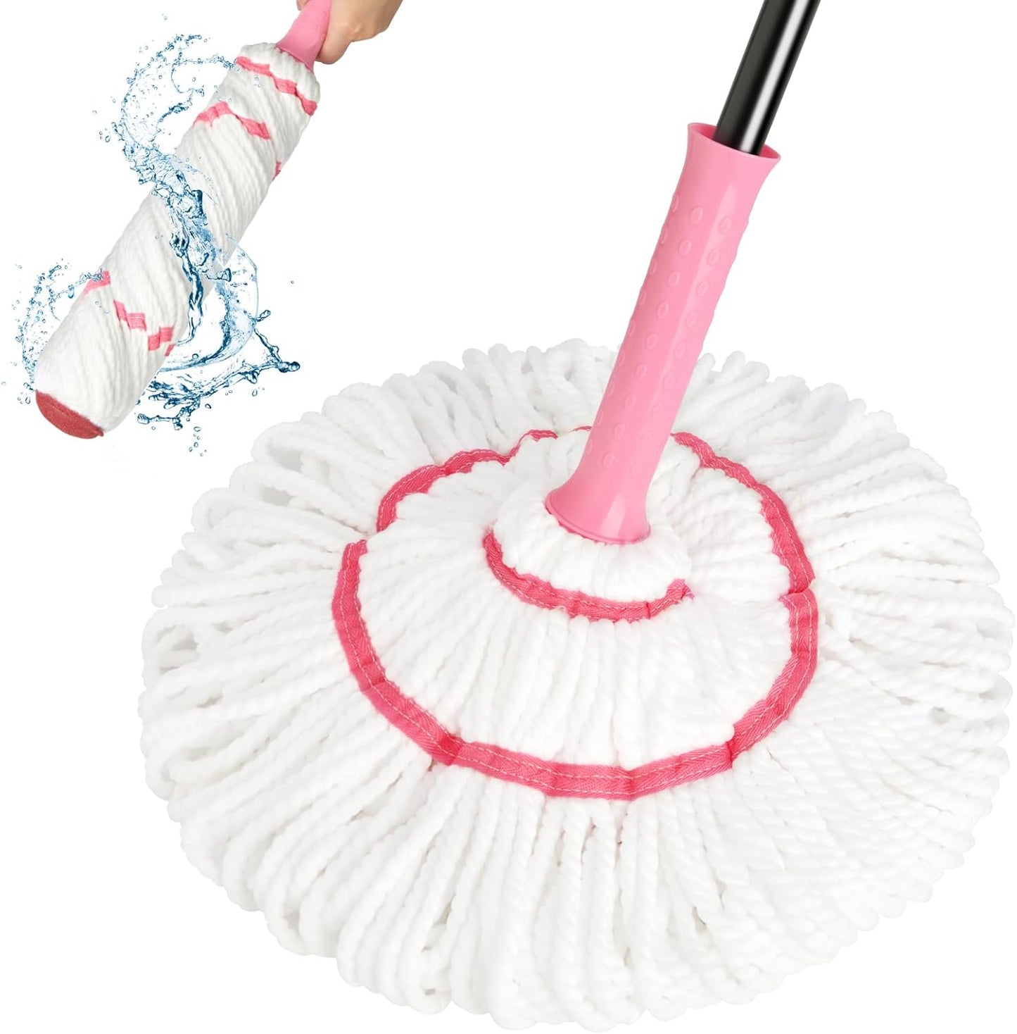 Self-Wringing Twist Mop for Floor Cleaning, 57” Long Handle Heavy Duty Microfiber Mop for Wet