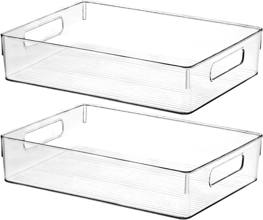 Clear Plastic Storage Bins, Perfect for Kitchen Organization or Pantry Organization and Storage
