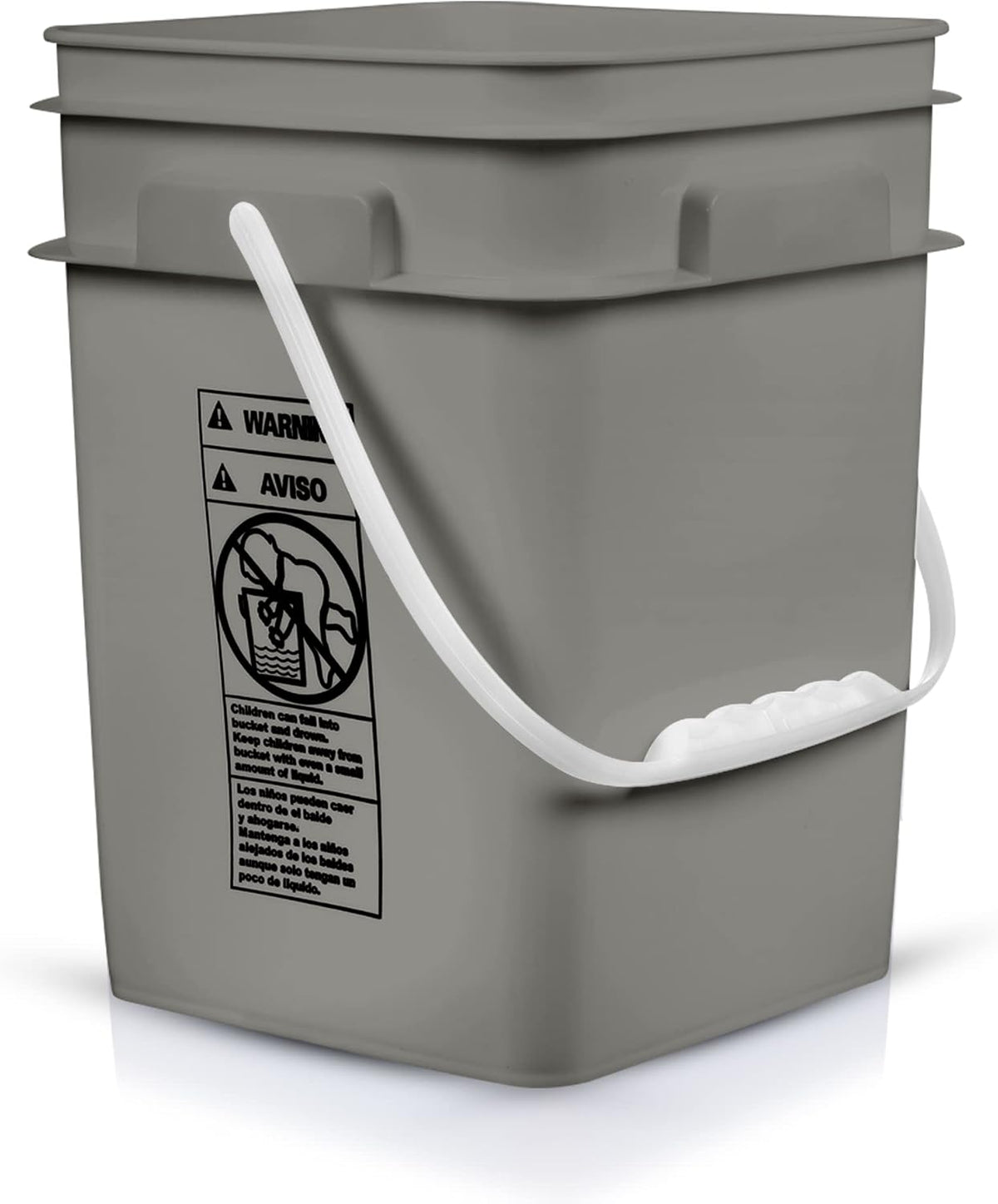 House Naturals 4 Gallon Square Food Grade Bucket Pail with Plastic Handles and Lid (Pack of 3) Made
