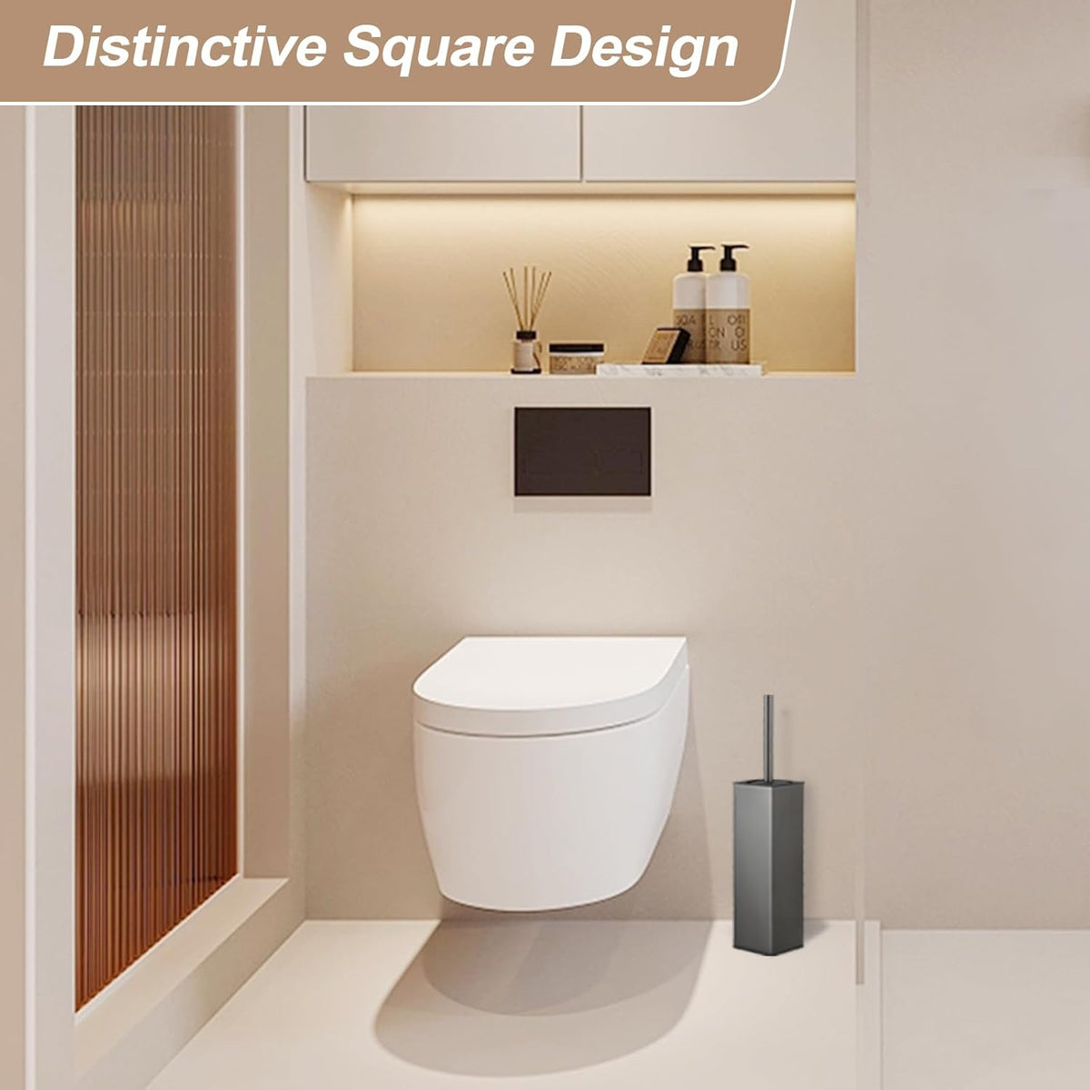 BGL Standing Toilet Brush and Holder GunGrey Aluminium Toilet Bowl Cleaner Brush and Holder for