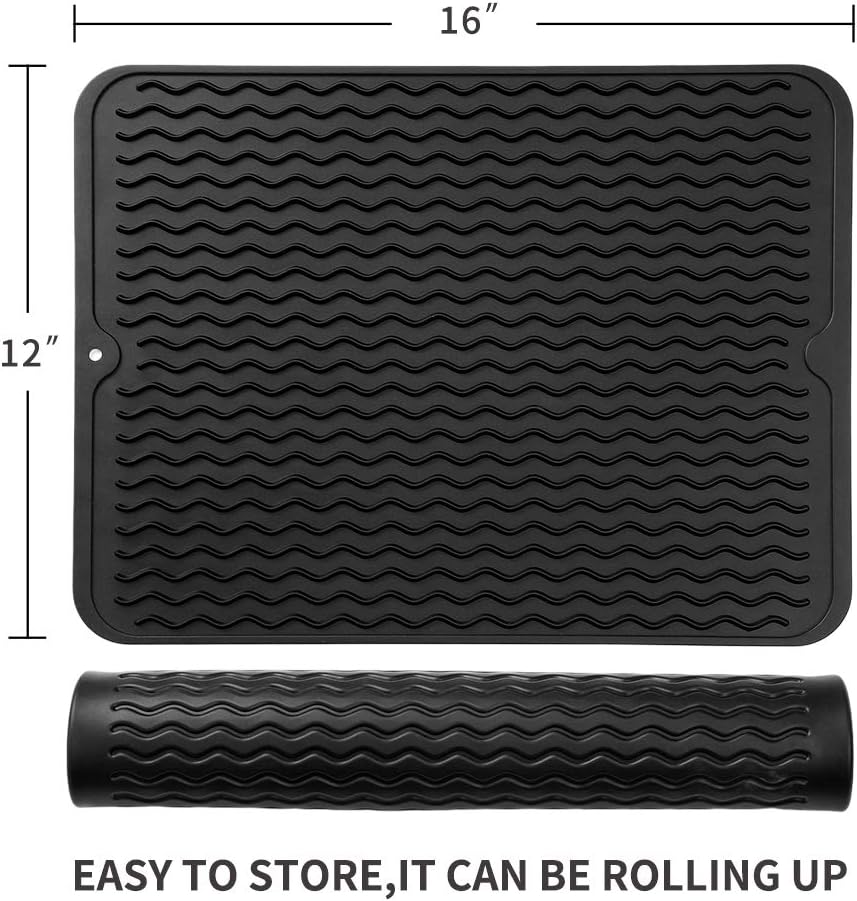 Silicone Dish Drying Mat for Multiple Usage,Easy clean,Eco-friendly,Heat-resistant Silicone Mat for