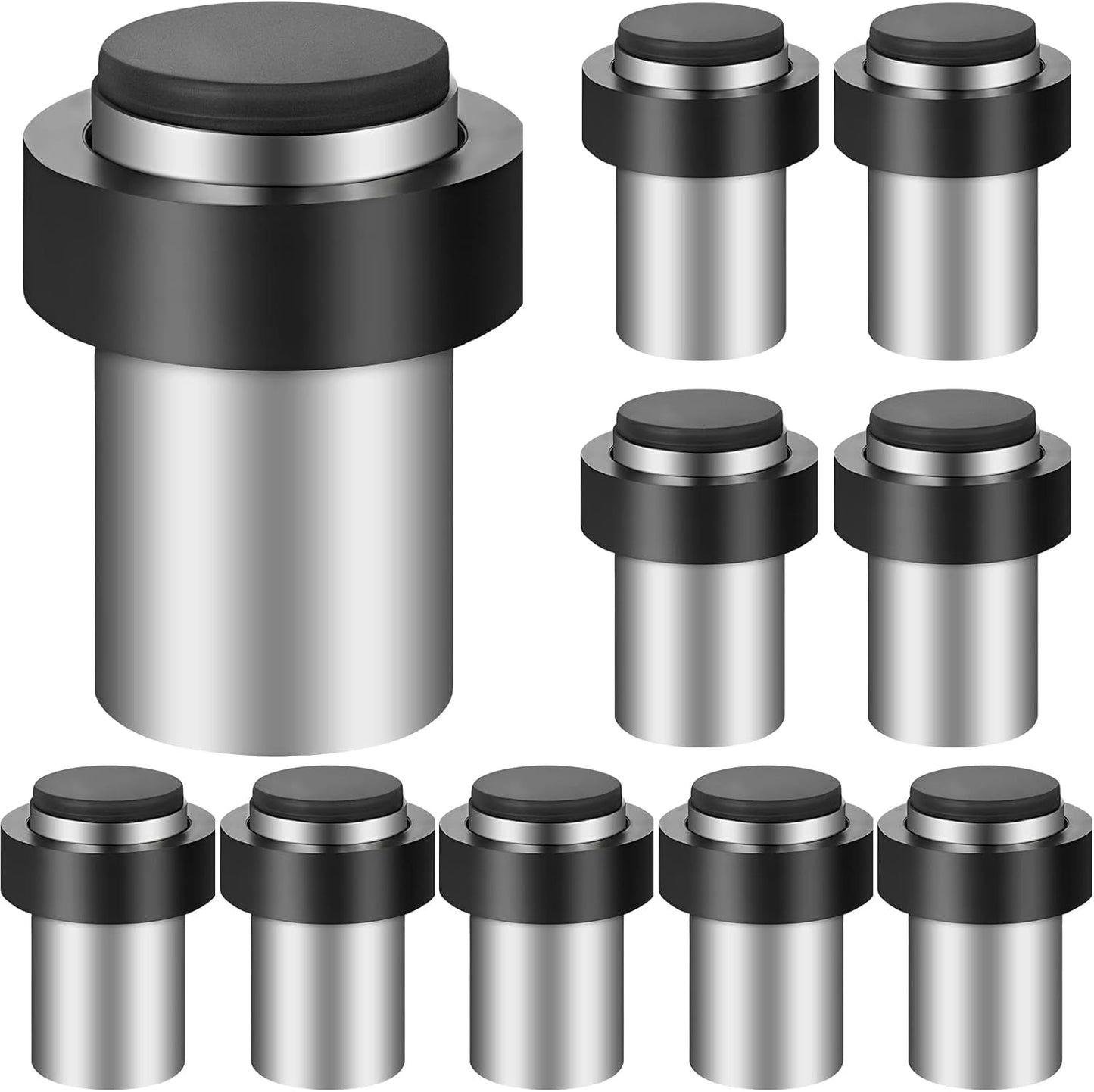 Chumia 10 Pcs Door Stopper Mounted Floor Stops Stainless Steel Cylindrical Stopper Modern
