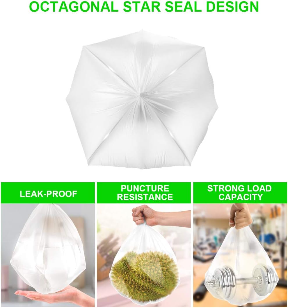 FORID Clear Medium Garbage Bags – 8 Gallon Plastic Trash Bags 30 Liter Wastebasket Bin Liners 220