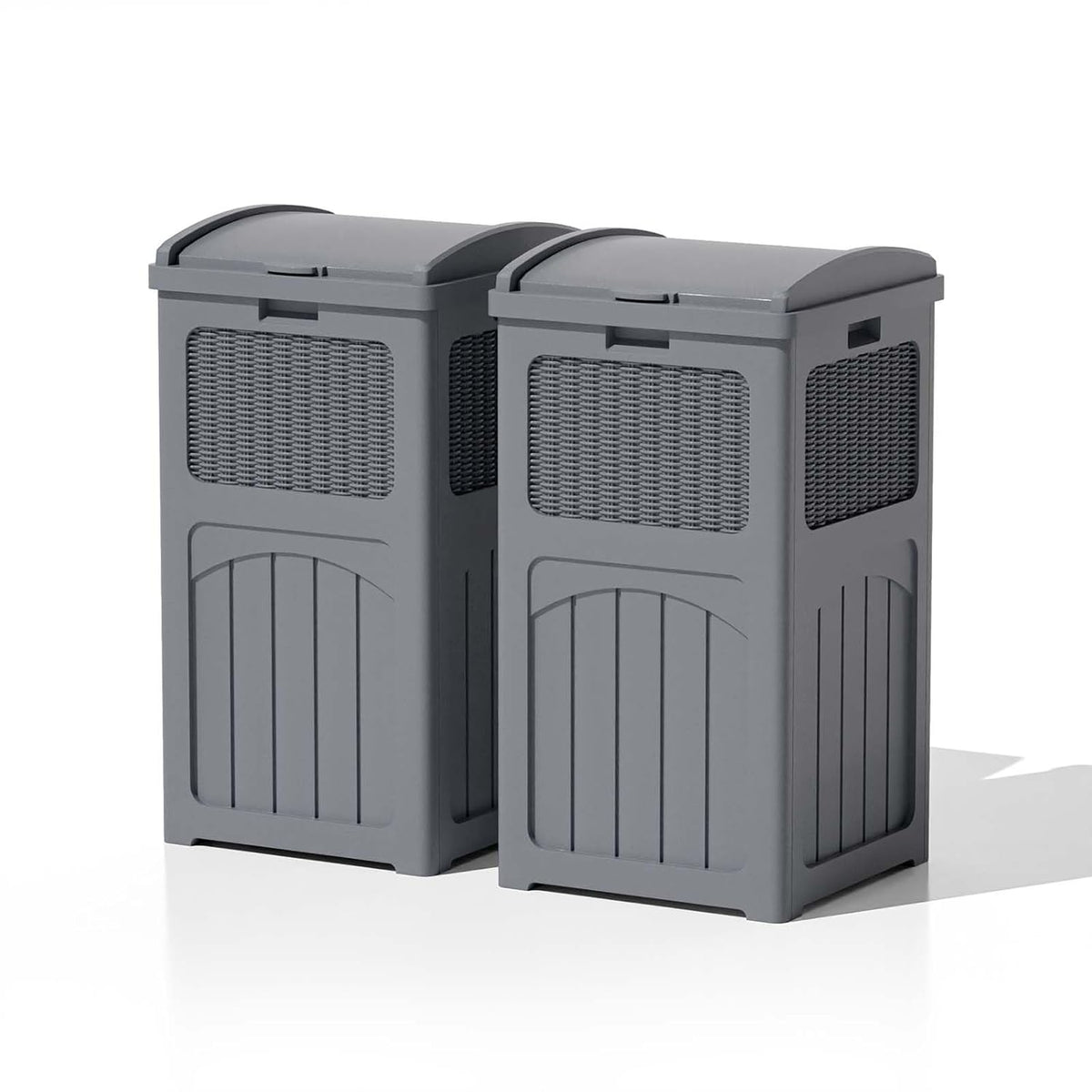 Patiowell 36 Gallon Outdoor Trash Can, Resin Outdoor Garbage Can with Lid for Patio, Backyard