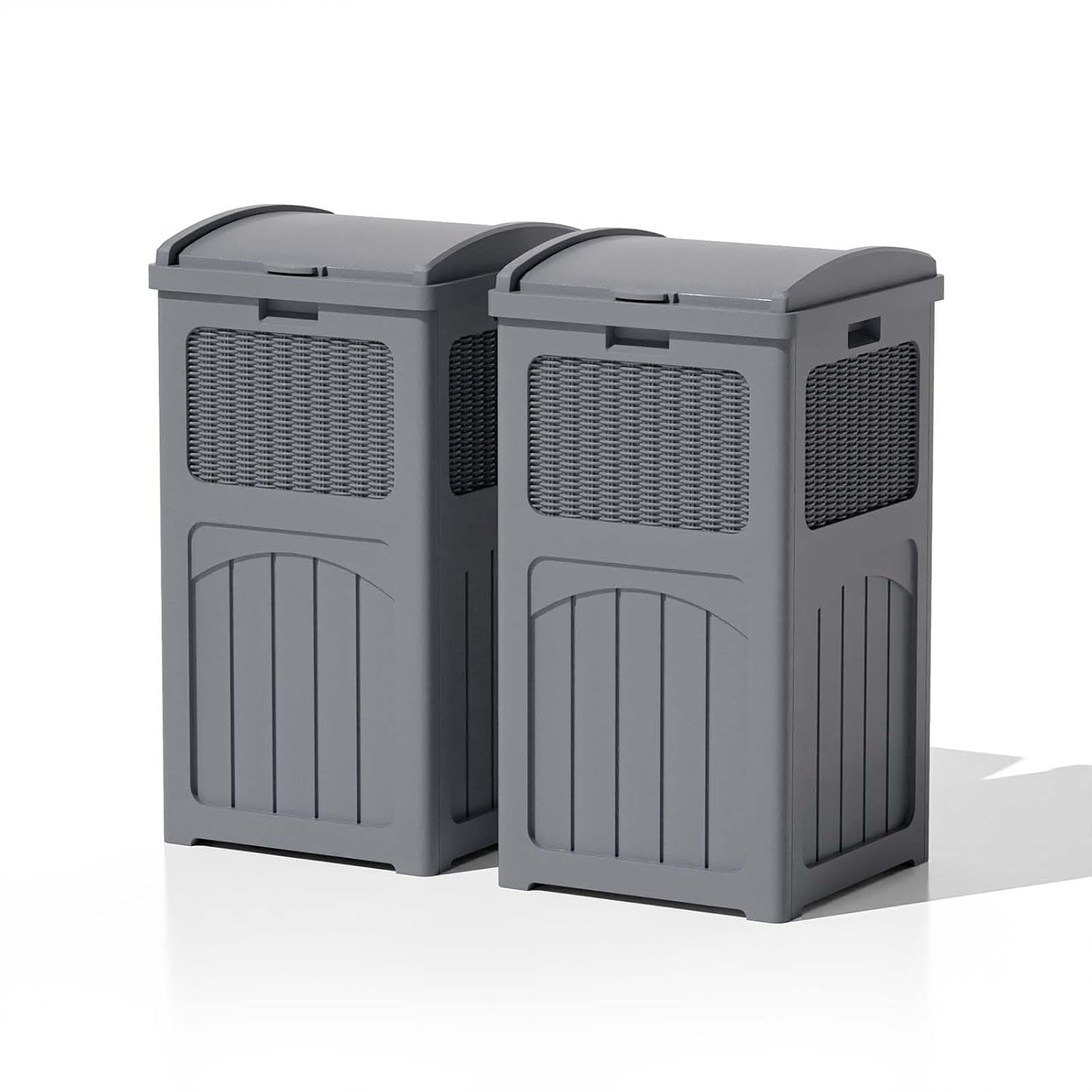 Patiowell 36 Gallon Outdoor Trash Can, Resin Outdoor Garbage Can with Lid for Patio, Backyard