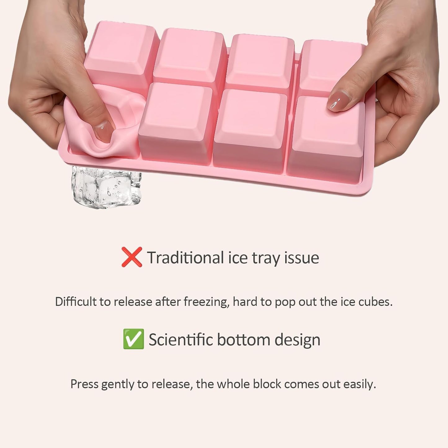 2 Pack Silicone 2 Inch Large Ice Cube Molds for Cocktails Wine Fruit and Bourbon Whiskey Easy