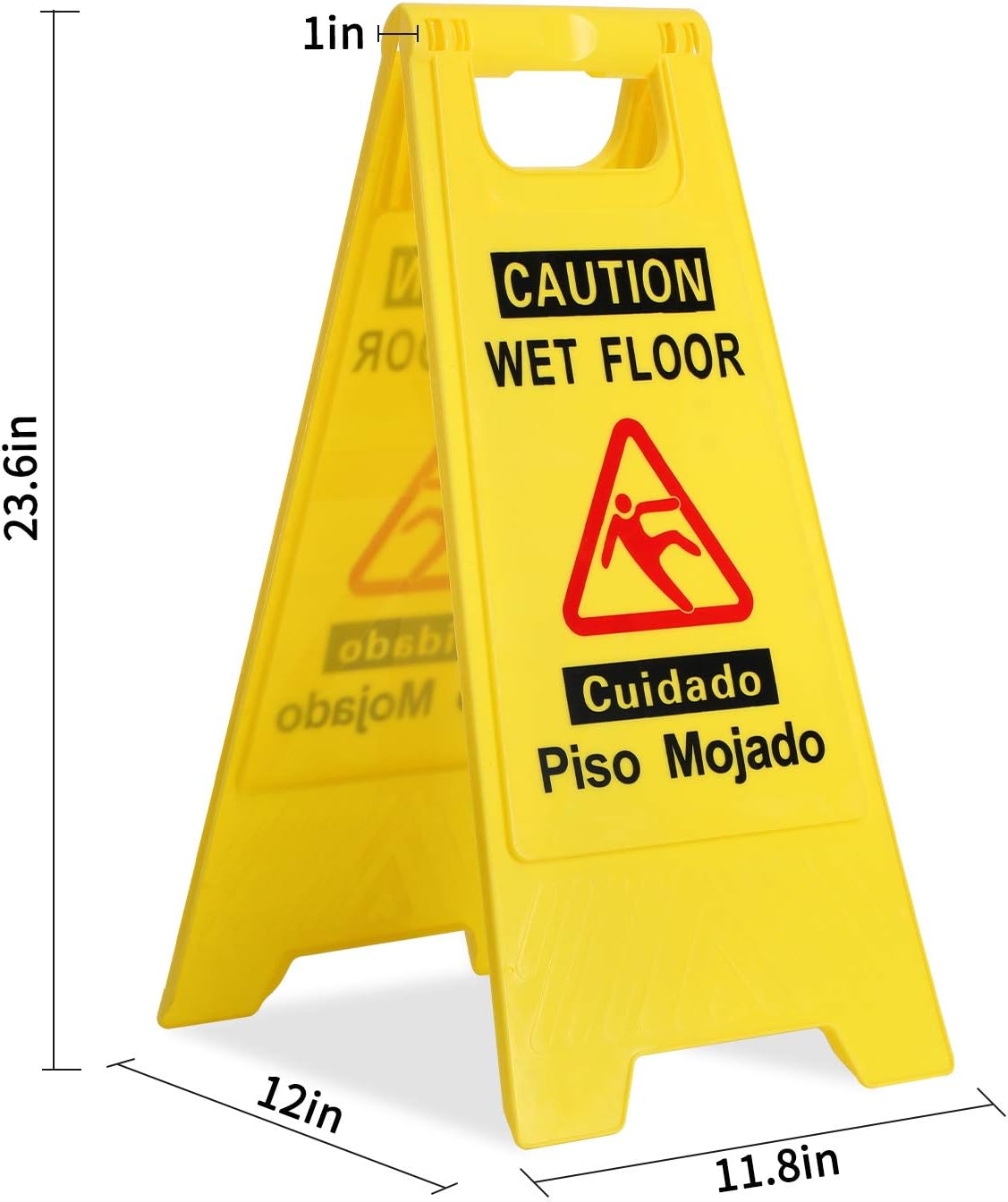 CERLMLAND Caution Wet Floor Sign, Foldable Sturdy Bilingual Double-Sided Safety Warning Signs for