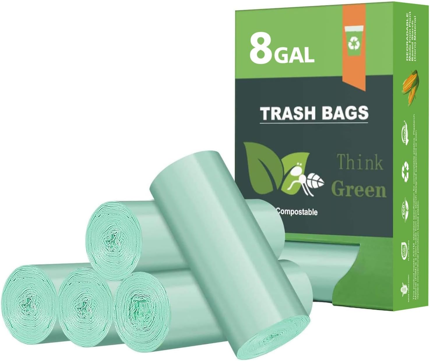 Biodegradable 8 Gallon Trash Bags, AYOTEE Garbage Bags 8 gallon, Compostable Medium Trash Bag