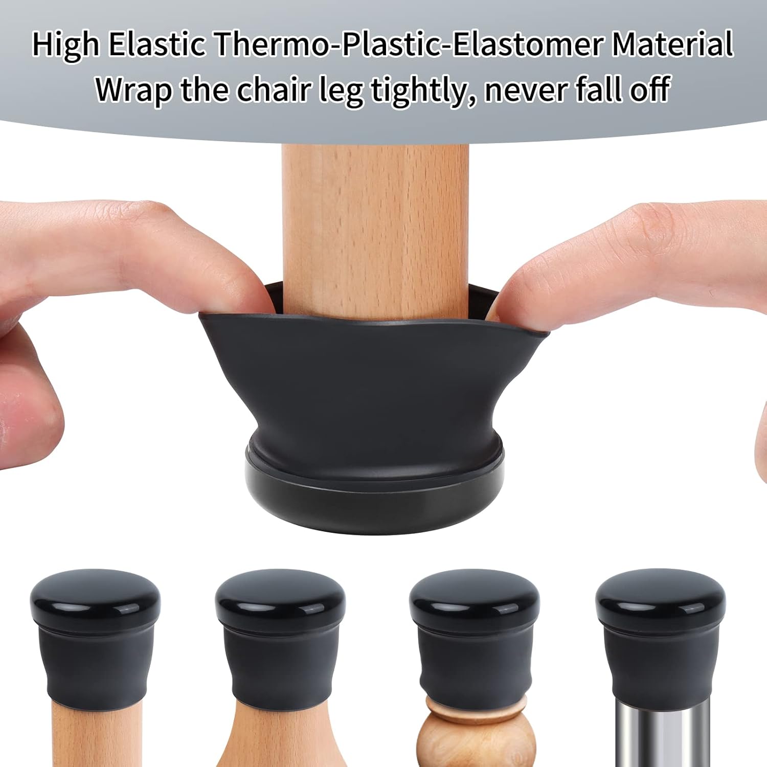 Ezprotekt 8 Pcs Large Black Chair Leg Sliders for Carpet, Round Chair Glides for Rug, Teflon