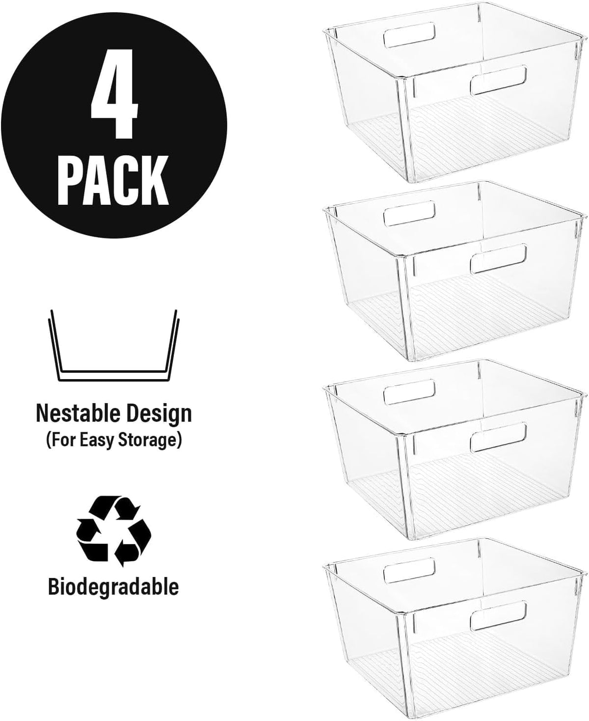 Extra Large Clear Plastic Storage Bins, Perfect for Kitchen Organization or Pantry Organization and