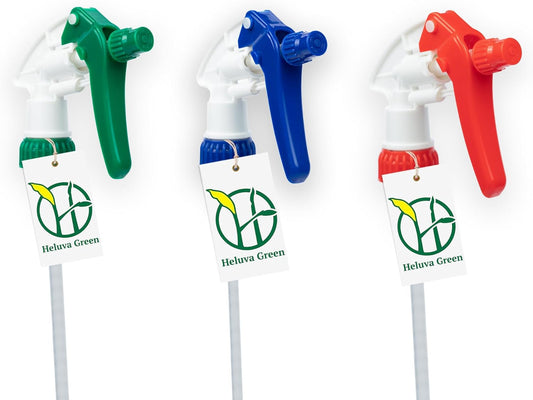 Heluva Green Spray Bottle Nozzle Replacement, Bottle Tops Only - Sprayer Nozzle Triggers for Heavy