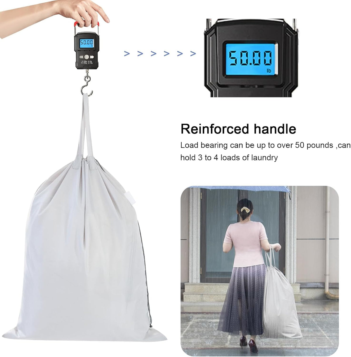 Polecasa Extra Heavy Duty Large Laundry Bag with Sturdy Handles, ID Tag & Drawstring Closure, 28 x