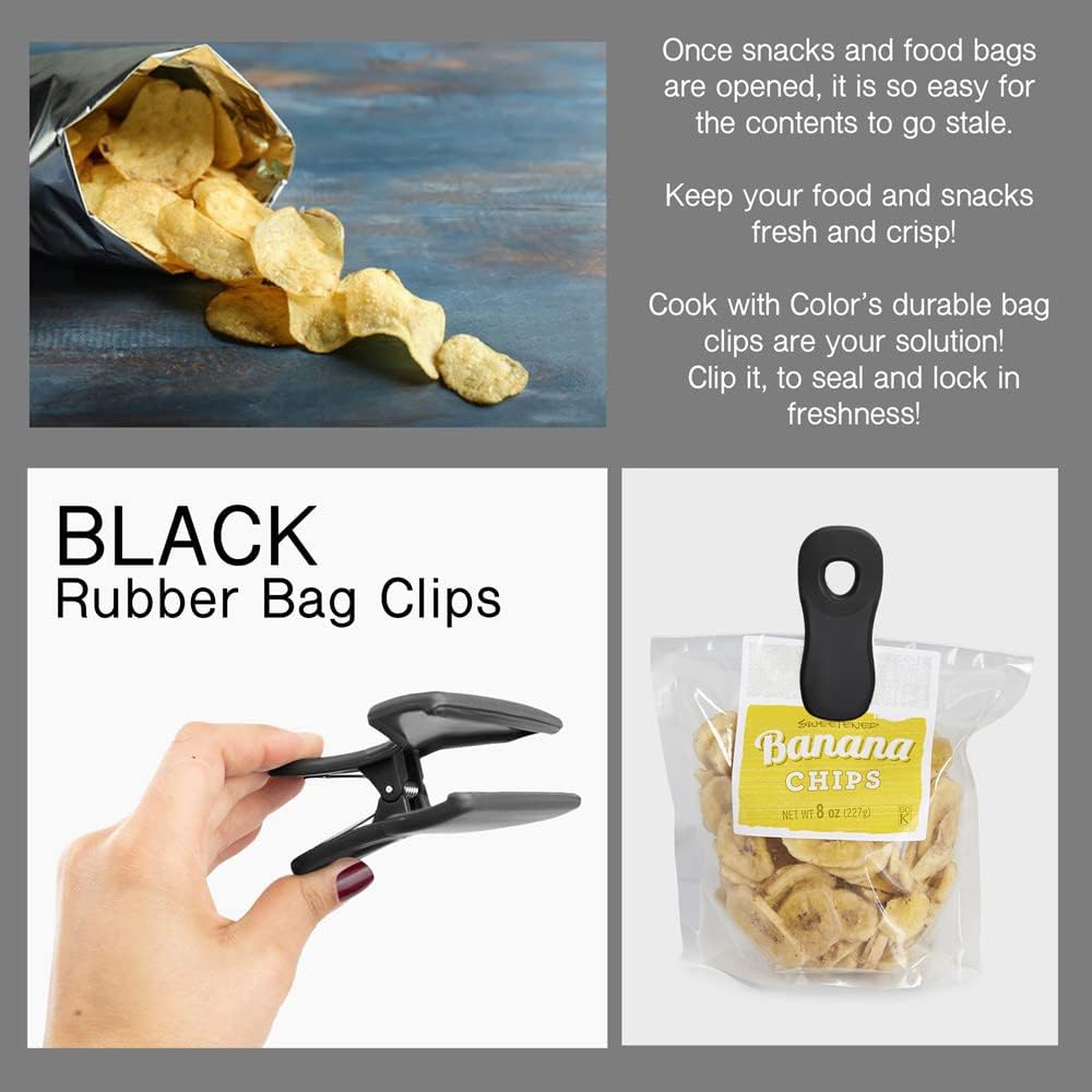 COOK WITH COLOR Bag Clips, Heavy Duty Chip Clip and Refrigerator Magnet Clips for Food Storage with