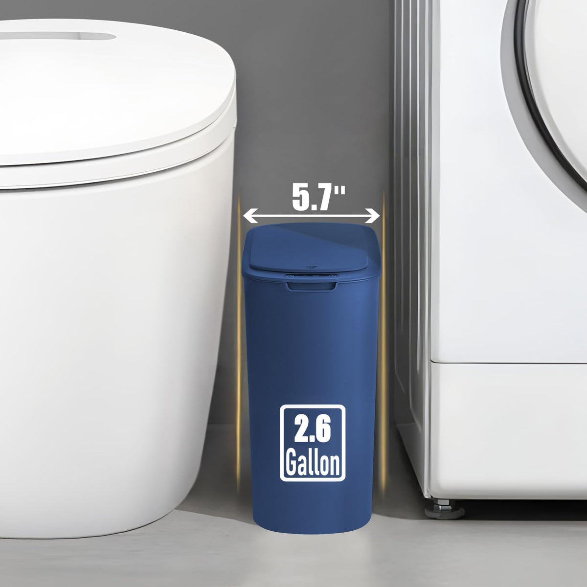 Automatic Motion Sensor Bathroom Trash Can with Lid, 2.6 Gallon Touchless Trash Bin, Smart Garbage