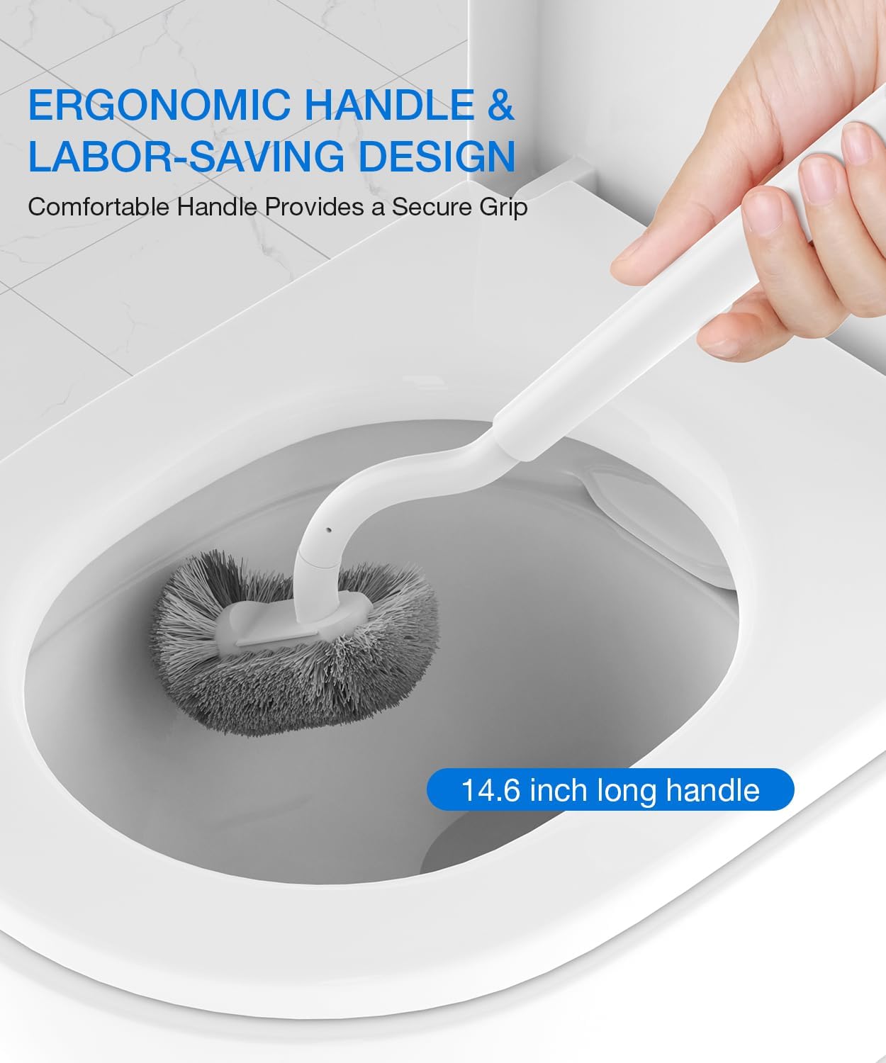 Bathroom Toilet Brush, OSCIOSS Toilet Cleaner Brush [2 Pack] with Ergonomic Design, Compact Size