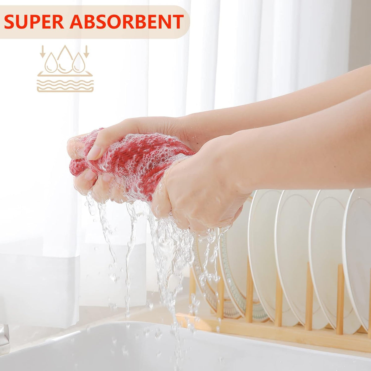 Homaxy 100% Cotton Waffle Weave Kitchen Dish Towels, Ultra Soft Absorbent Quick Drying Cleaning