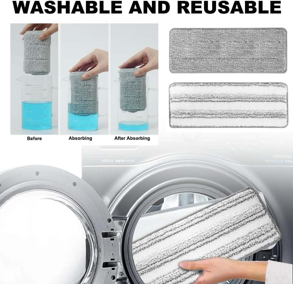 6 Pack Mop Replacement Pads for Joymoop - Microfiber Flat Mop Pads fit for JOYMOOP fit for Oshang