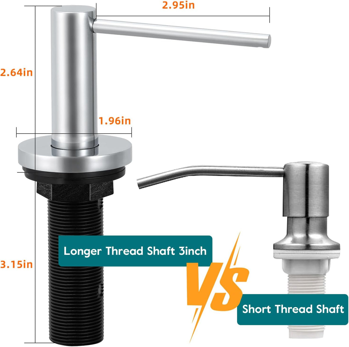 Gappo Soap Dispenser for Kitchen Sink Polished Chrome, Stainless Steel Countertop Pump, Built in