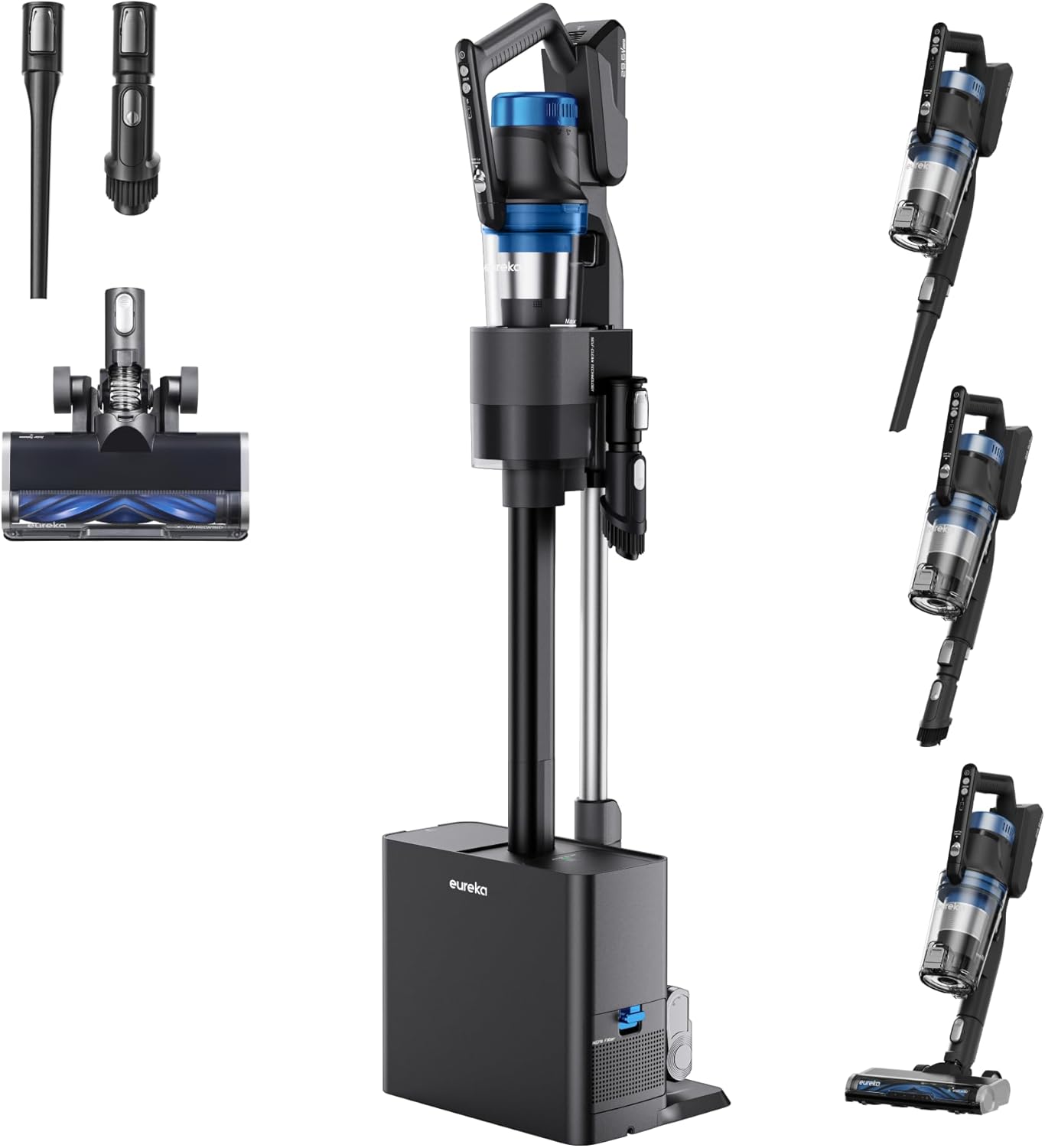 Eureka Stylus Elite NEC490BL Cordless Stick Vacuum, 350W Powerful Suction, Self-Emptying Station