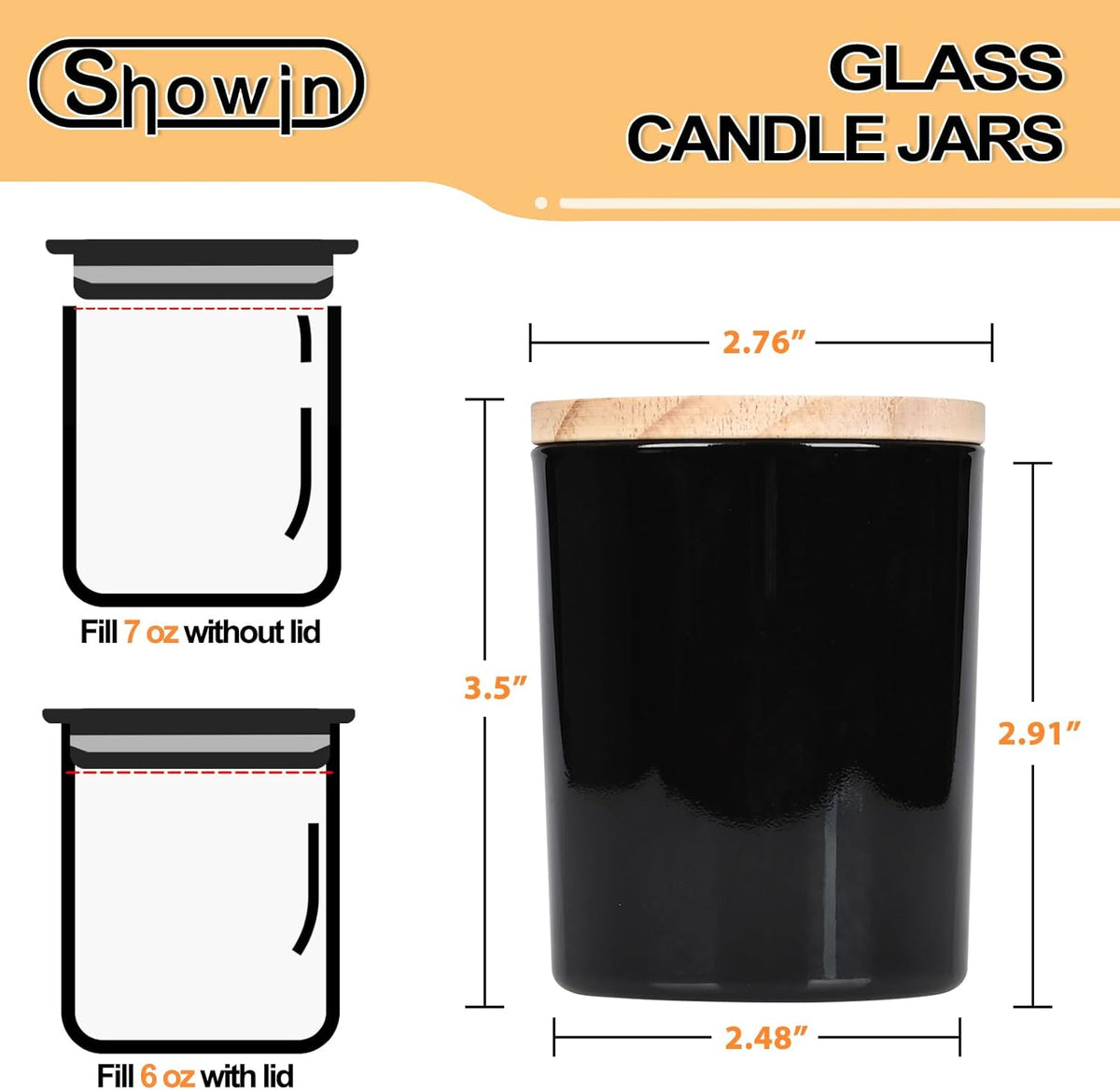 Thick Candle Jars for Making Candles 12 Pcs, 7 OZ Empty Jars with Wood Lids for Candle Making