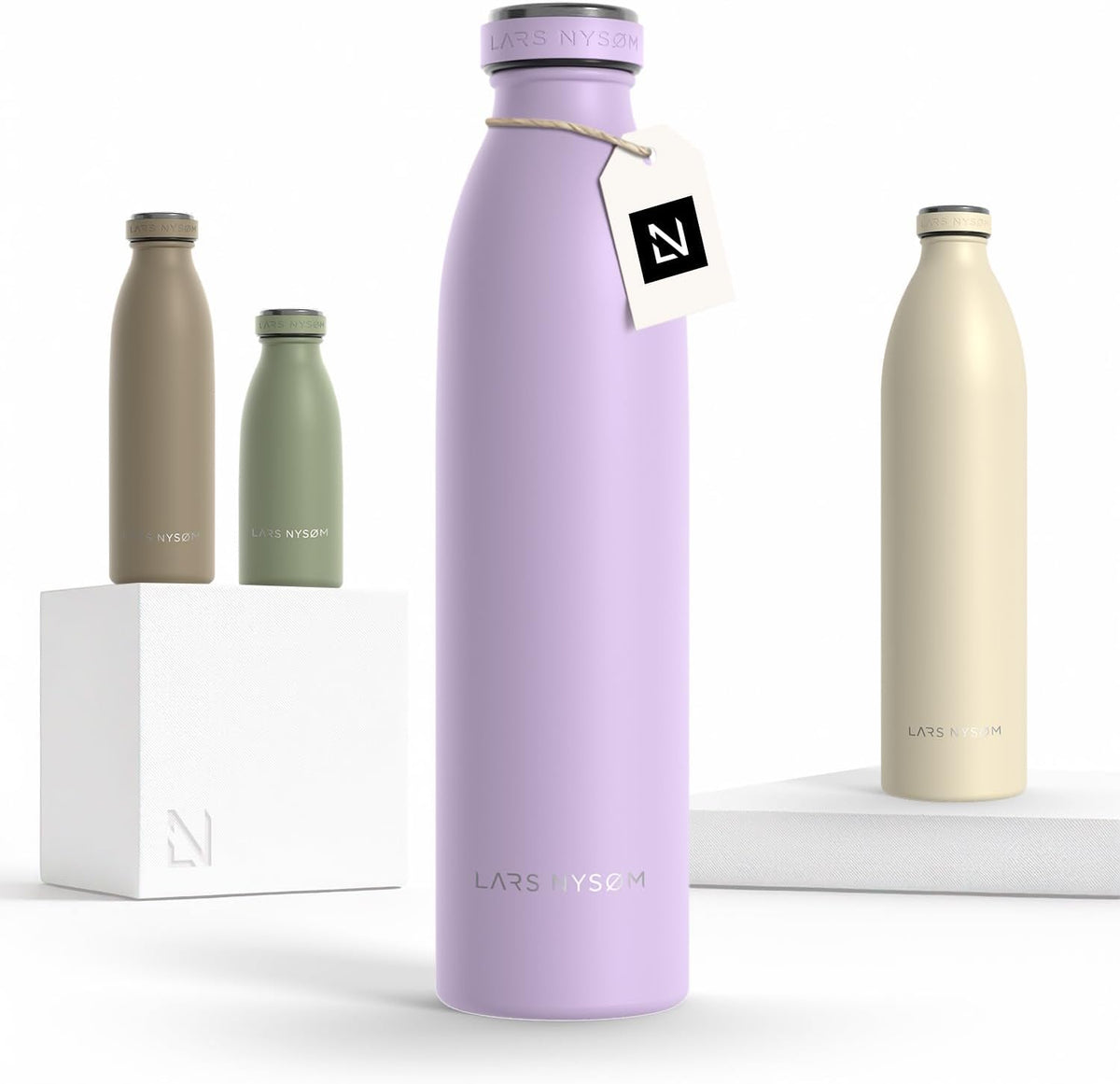 LARS NYSØM Stainless Steel Insulated Water Bottle 12oz 17oz 25oz 34oz 51oz | Insulated Thermo Flask